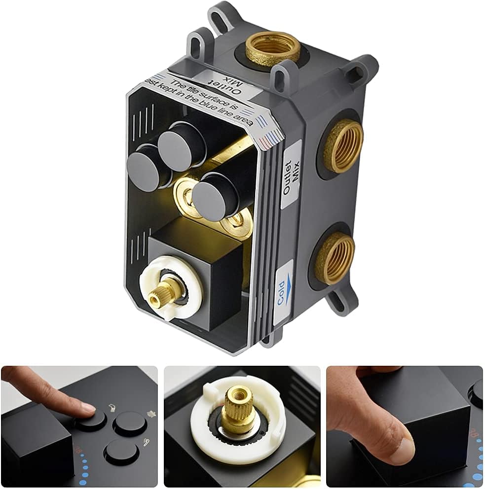 3-Way Thermostatic Shower Diverter Mixer Valve in Matte Black M914336