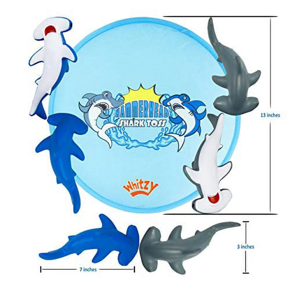 Hammerhead Shark Toss Game Set of 6 Foam Rubber Sharks with 1 Target Ring C9579