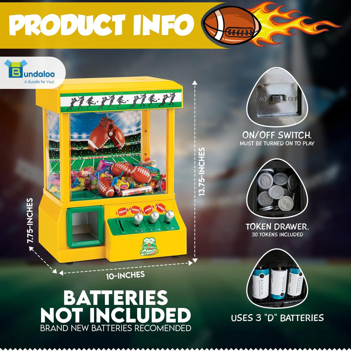 Claw Machine with 3 Small Footballs and 30 Reusable Tokens B715077