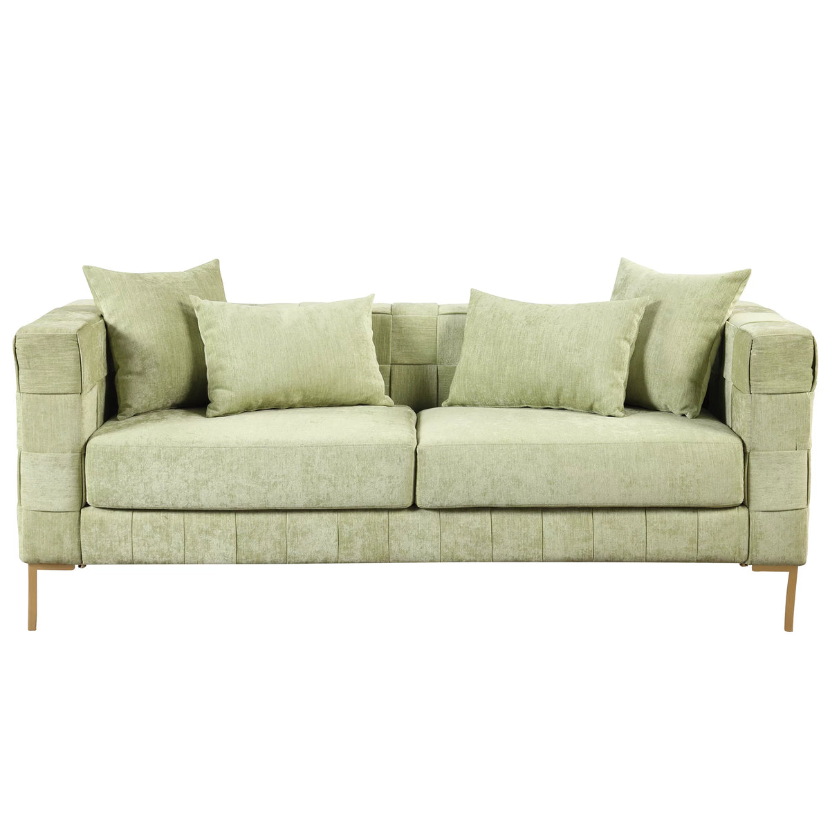 Green Chenille Upholstered 3-Seat Sofa Couch P470913