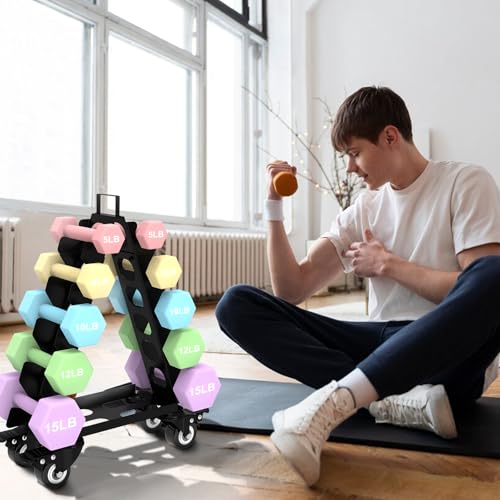 5 Tier Dumbbell Rack with Wheels Q744196