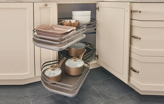Gray Blind Corner Cabinet Organizer T3151