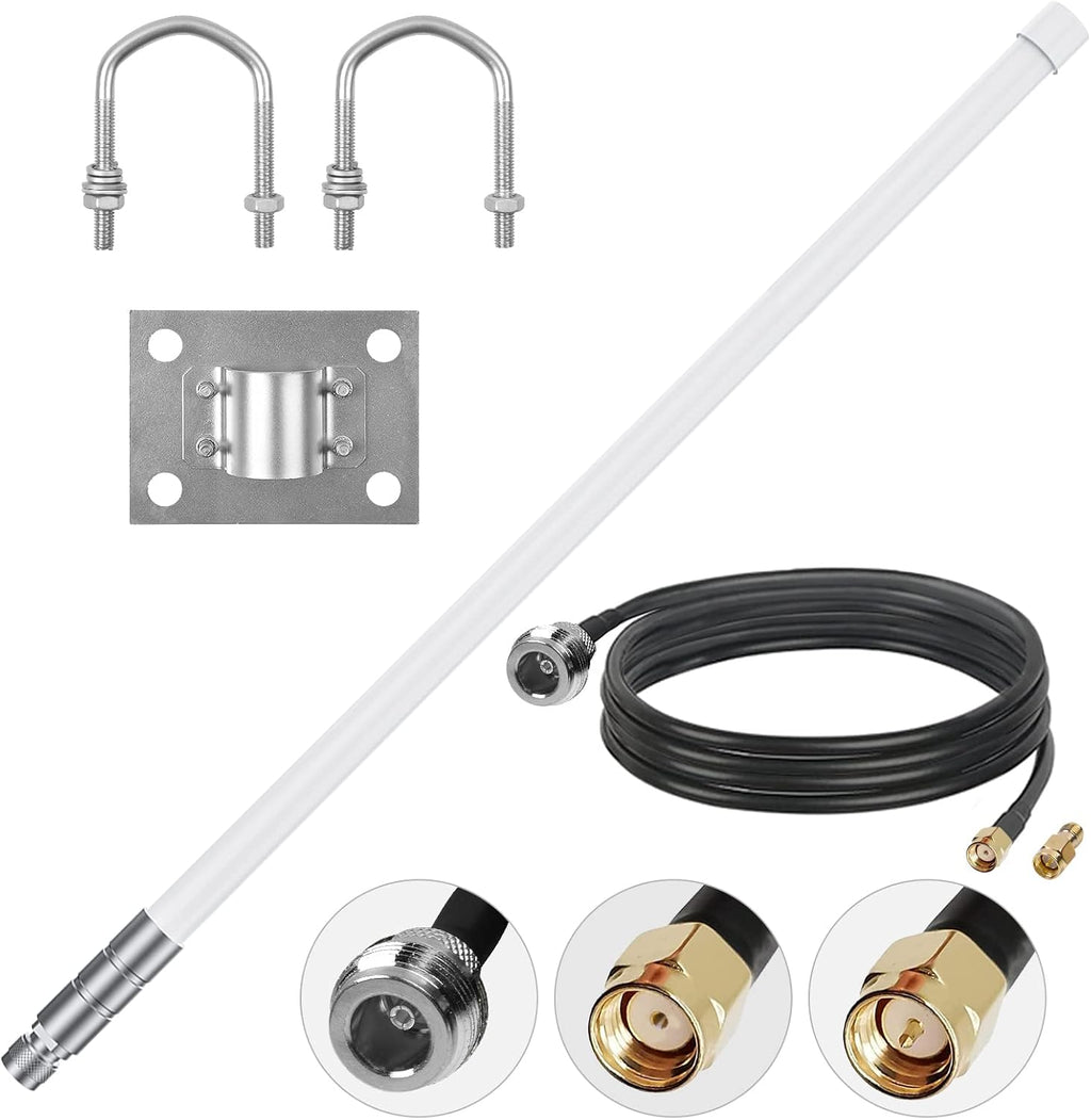 5.8 dBi Omni-Directional Fiberglass LoRa Antenna with 10ft Coaxial Cable U9161