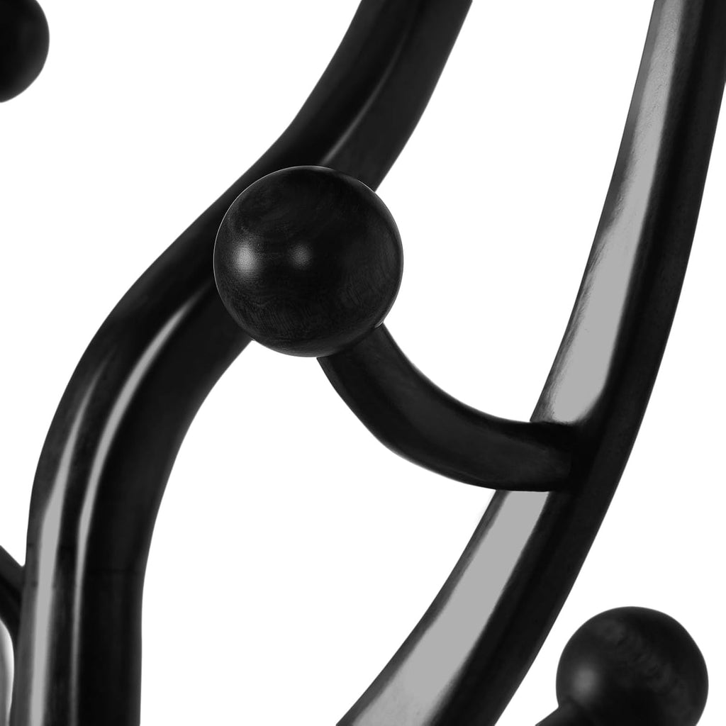 Black Freestanding Wood Coat Rack with 8 Hooks B48964