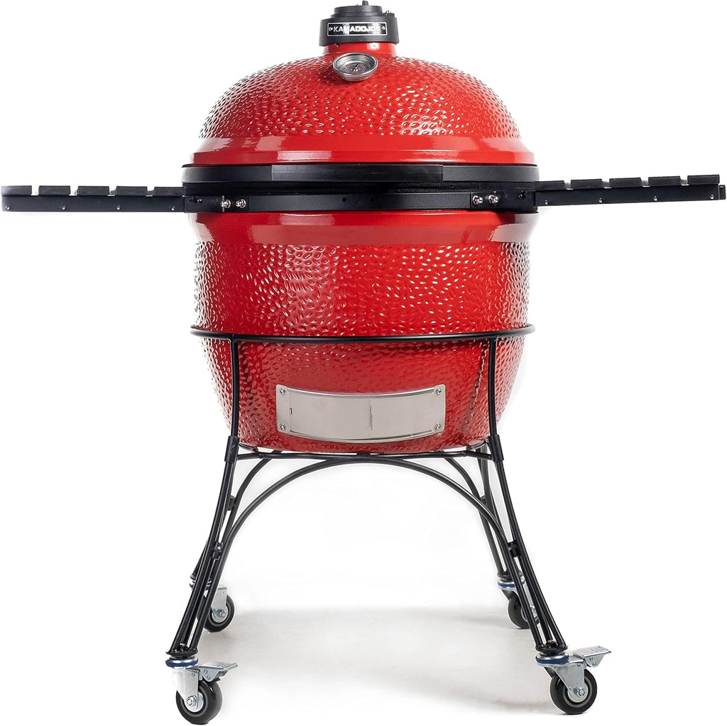 Blaze Red 24-inch Charcoal Grill with Cart and Side Shelves Q456