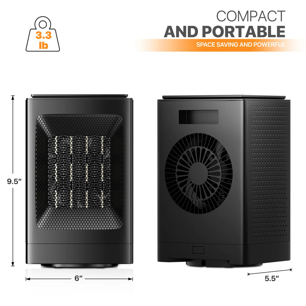 1500W PTC Electric Space Heater with Timer, Black U97186
