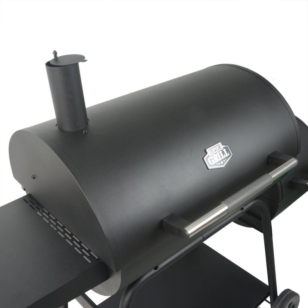 28 Offset Steel Charcoal Smoker Grill with Side Firebox, Black H6494