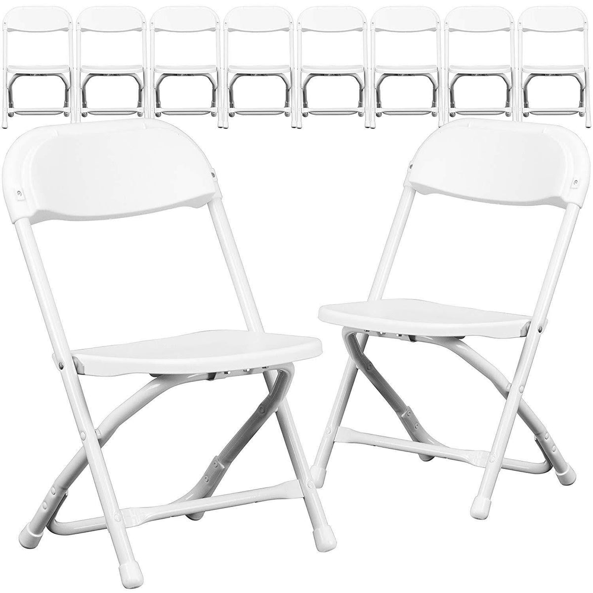 10 Pack Kids White Plastic Folding Chair C723192