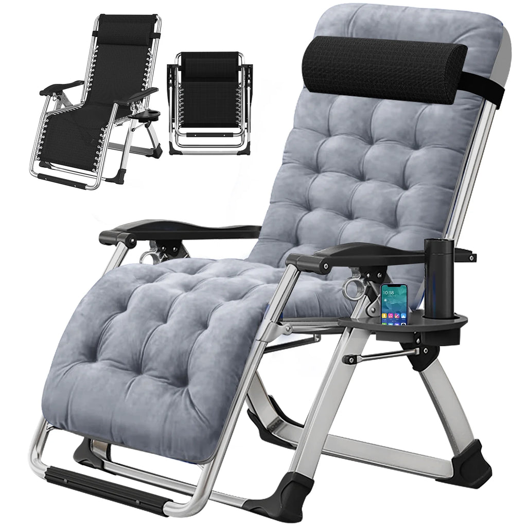 XL Zero Gravity Folding Reclining Lounge Chair with Cushion & Tray X284