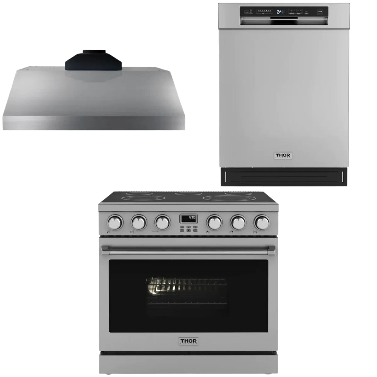 36 Electric Range, Range Hood and Dishwasher H425