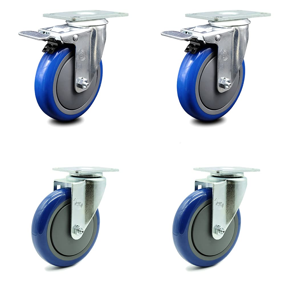 8 Inch Gray Non-Marking Thermoplastic Rubber Swivel Caster with Bolt-On Swivel Lock B582515