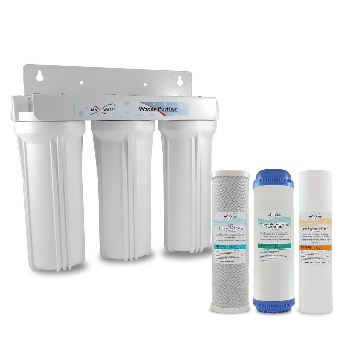 10 inch Whole House Water Filter System with Sediment GAC CTO Carbon Filters F5972