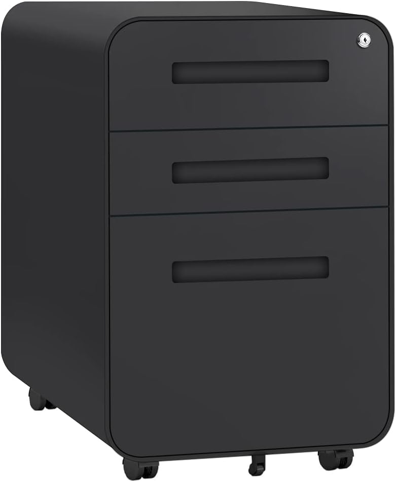 Blue 3 Drawer Locking Metal Rolling File Cabinet B9664