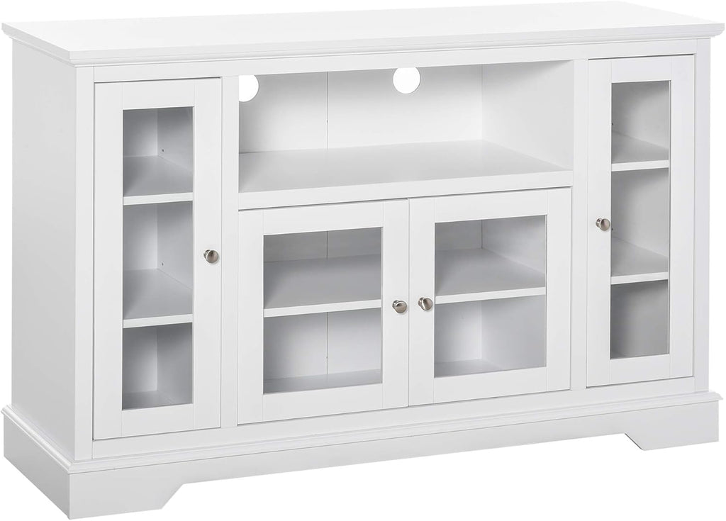 White Sideboard Storage Cabinet with Glass Doors T1495