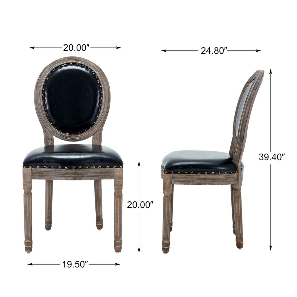 Black Leather Dining Chairs Set of 4 with Solid Wood Legs L556305