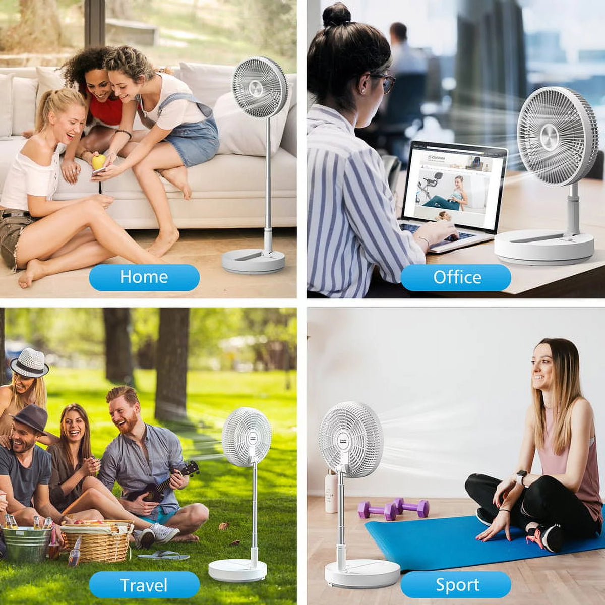 Foldable Portable Adjustable Oscillating Standing Fan W217