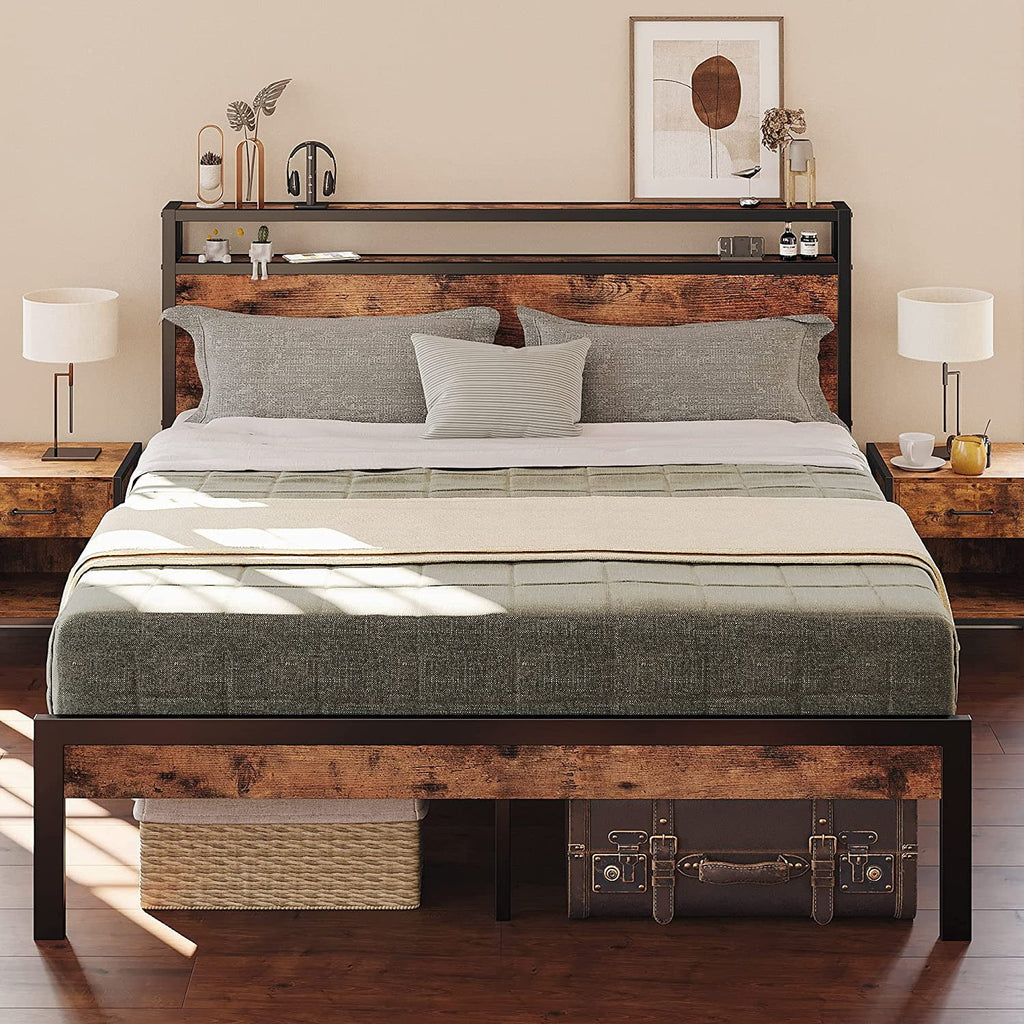 Queen Bed Frame with Industrial Headboard I7059