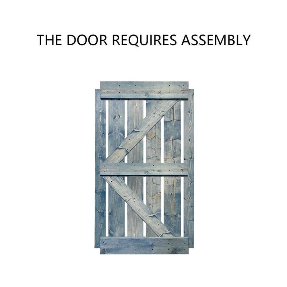 Carbon Gray Solid Pine Wood Interior Sliding Barn Door W9591