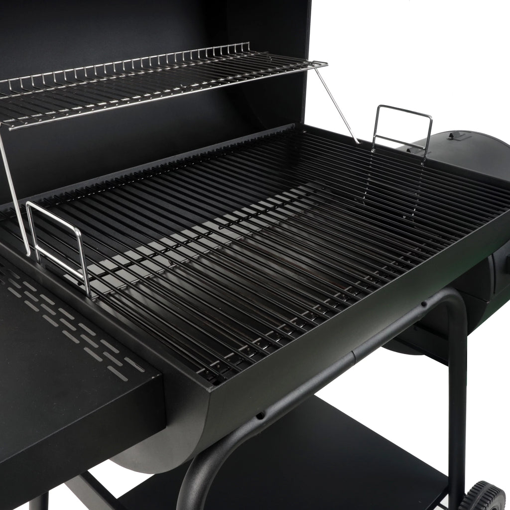 28 Offset Steel Charcoal Smoker Grill with Side Firebox, Black H6494