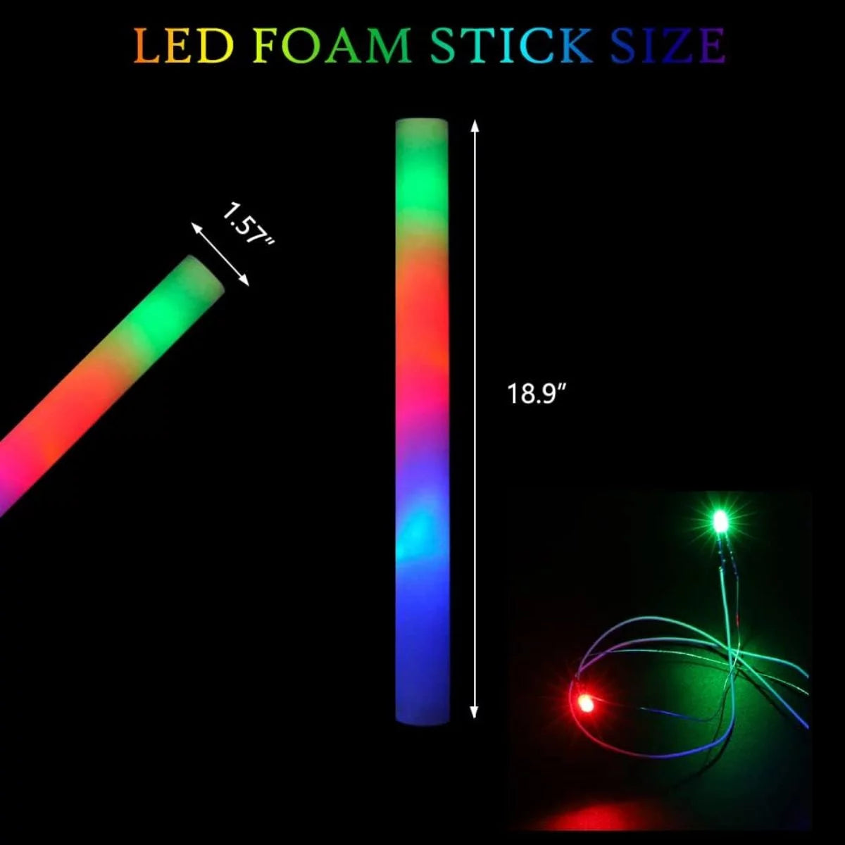 100 PCS LED Light up Foam Sticks 18 inch Glow Stick U24760