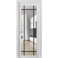Solid French Door 30 x 80 inches White Silk Clear Glass Single Regular Panel Frame Trims Handle K74857