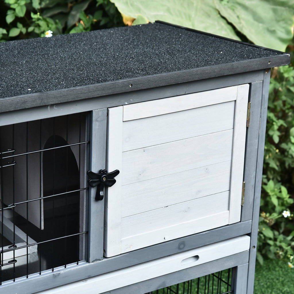 2-Tier Wooden Rabbit Hutch with Cage G568