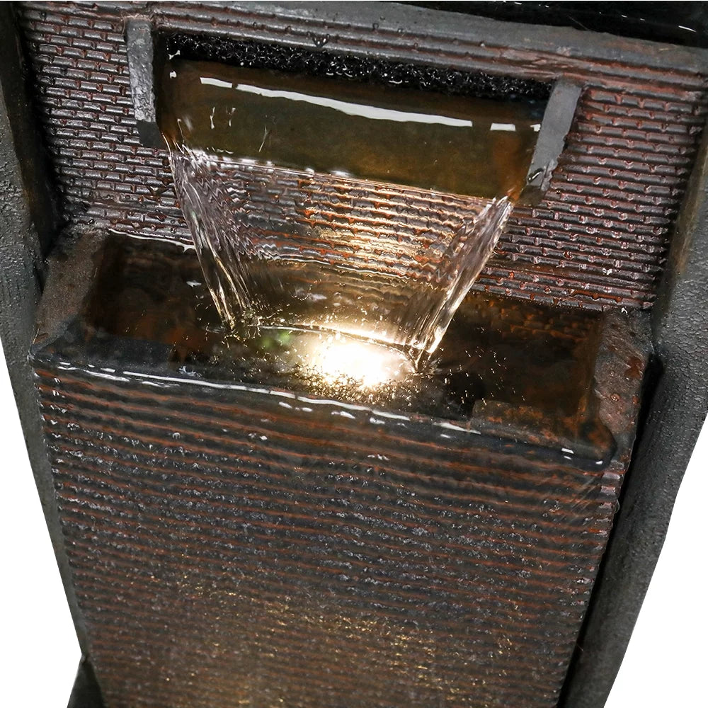 39.3” H Modern Floor-Standing Waterfall Fountain with Led Lights Q3310