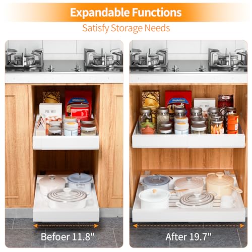 Black 19.7" W x 17.1" D x 2.4" H Pull Out Cabinet Organizer B84959