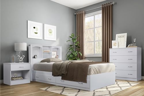 Twin Sized White Bookcase Headboard Y92890