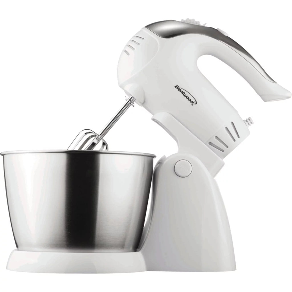 5 Speed Stand Mixer with Stainless Steel Bowl in White F66985