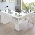 Reversible Gray L Shaped Corner Desk with File Drawers Cabinets, 59 Inch W856