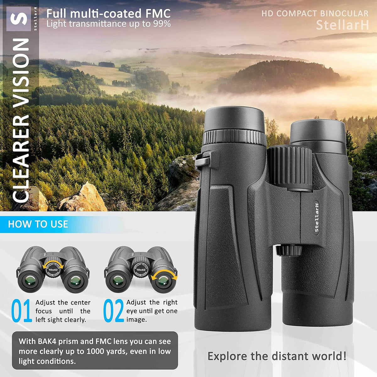10x42 Waterproof Binoculars with Tripod and Carrying Bag G479