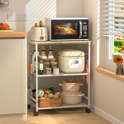 3 Tier Rolling Kitchen Cart with Lockable Wheels W91162