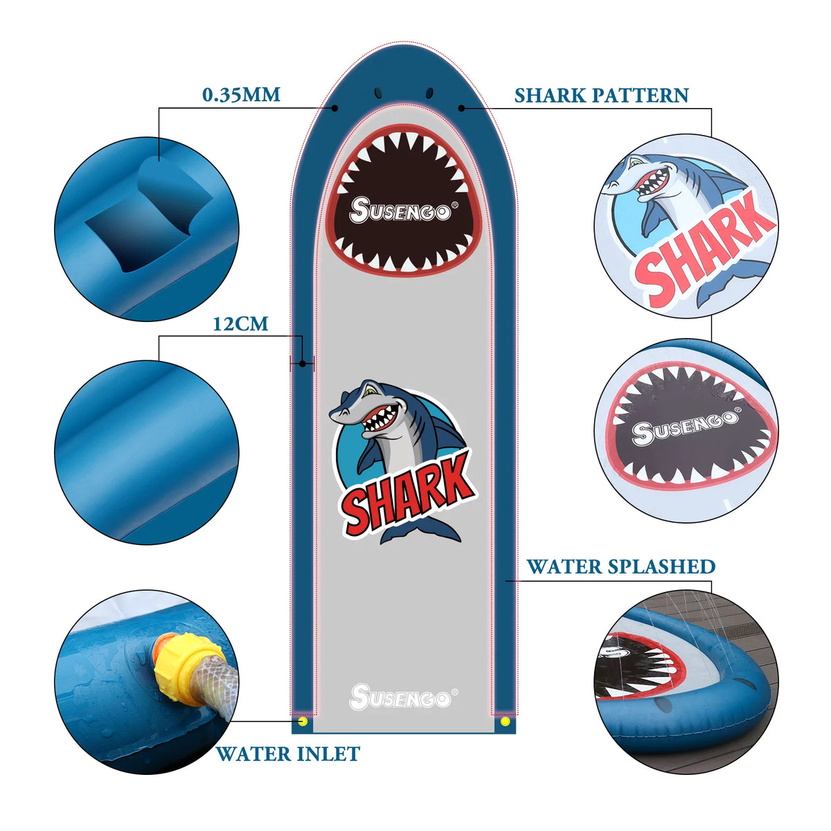 Inflatable Lawn Water Slide with 2 Bodyboards, 15.7x4.3ft N22388