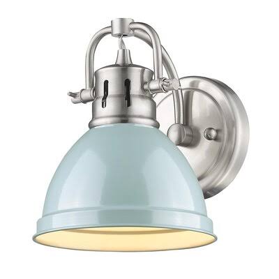 1 - Light Dimmable Armed Sconce Pewter Seafoam A727