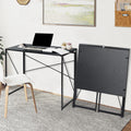 39.4-inch Black Folding Desk with Metal Frame and Wood Top O53351