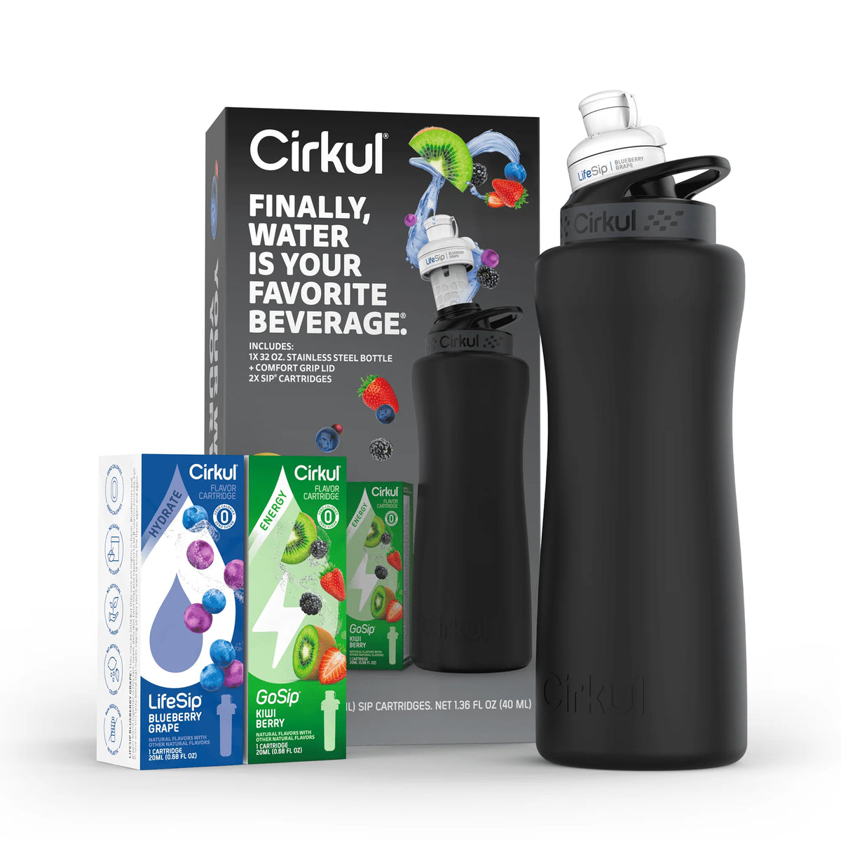 32oz Rose Gold Stainless Steel Water Bottle Starter Kit with Lid and 2 Flavor Cartridges T331658