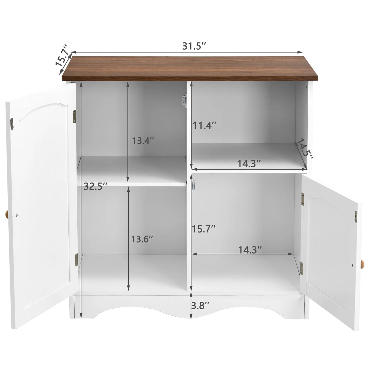 Kitchen Storage Cabinet Sideboard Buffet Cupboard with 2 Doors and Open Shelf Q773
