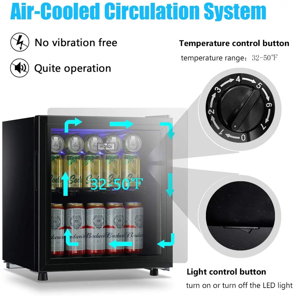 100 Can Capacity Compact Beverage Refrigerator with Glass Door G4284