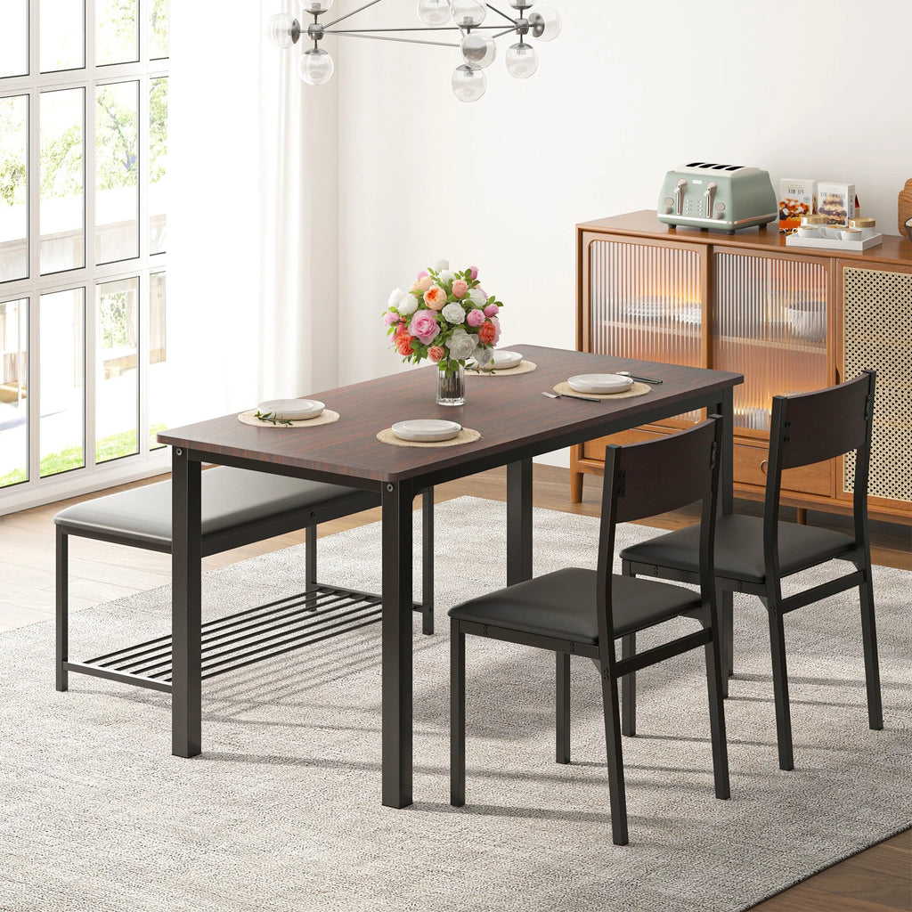 4 Person Dining Set with Upholstered Chair and Bench D91551