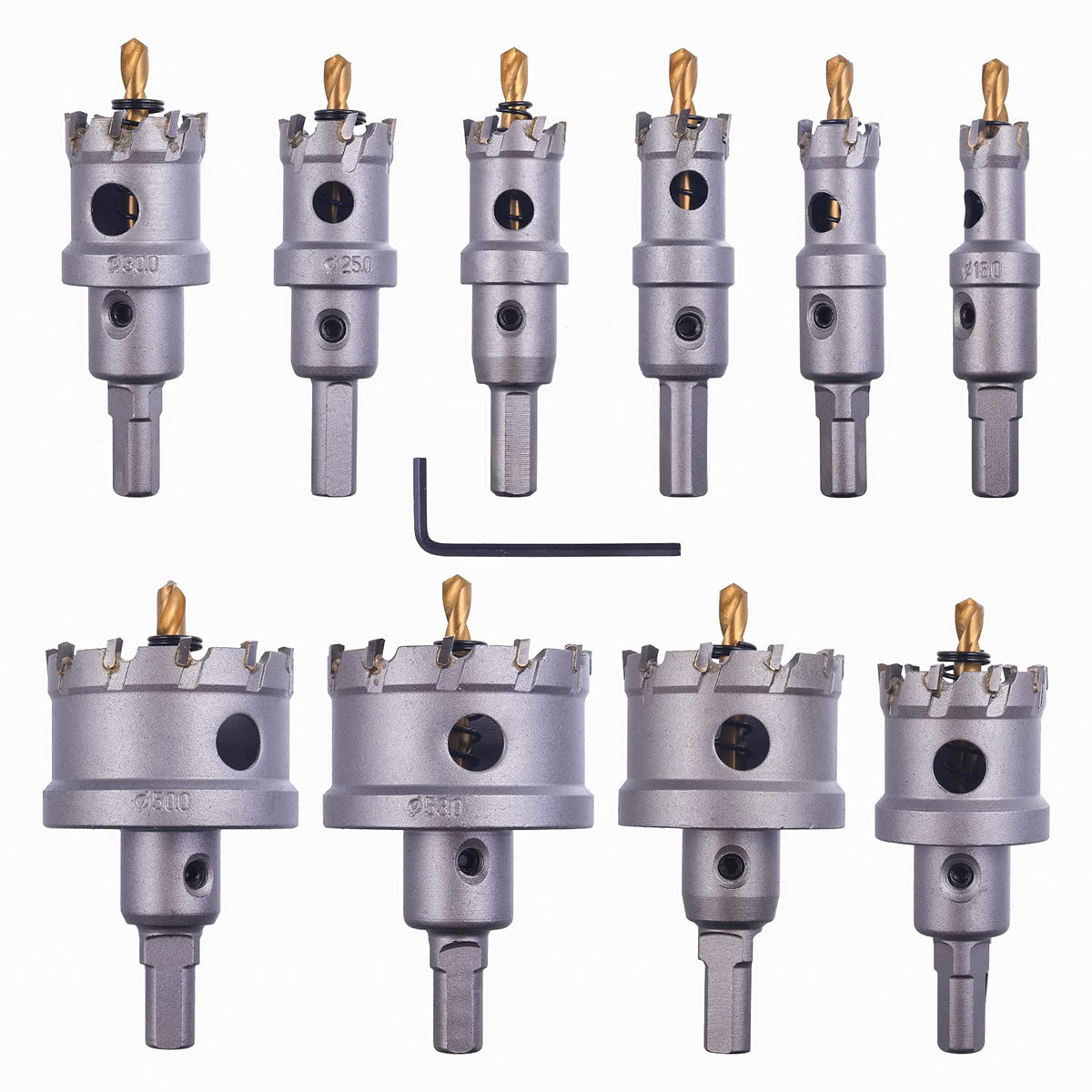 10 Pcs Tungsten Carbide Tipped Hole Saw Kit with Titanium-Plated Pilot Drills Q890331
