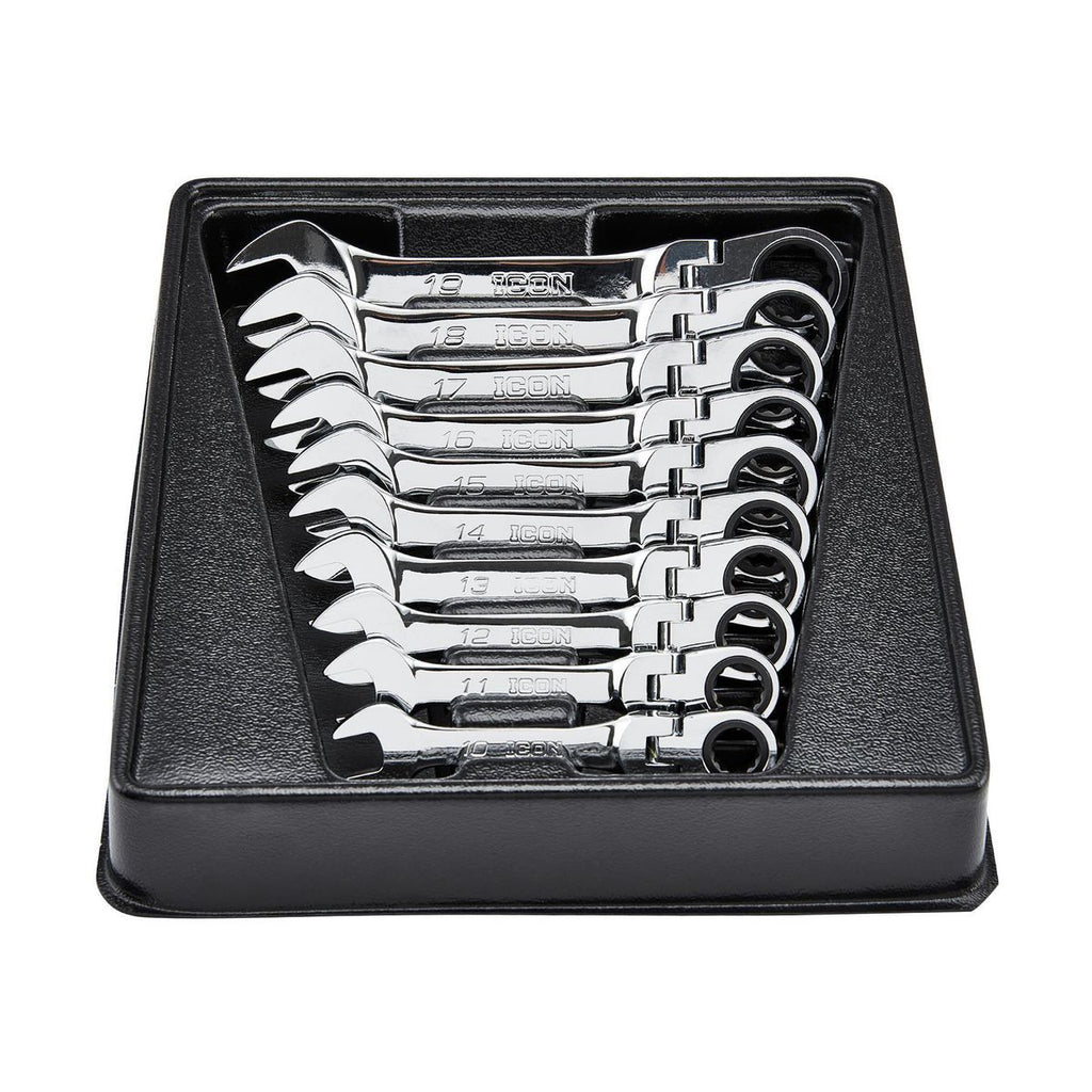 Metric Ratcheting Combination Wrench Set, 10-Piece H516478