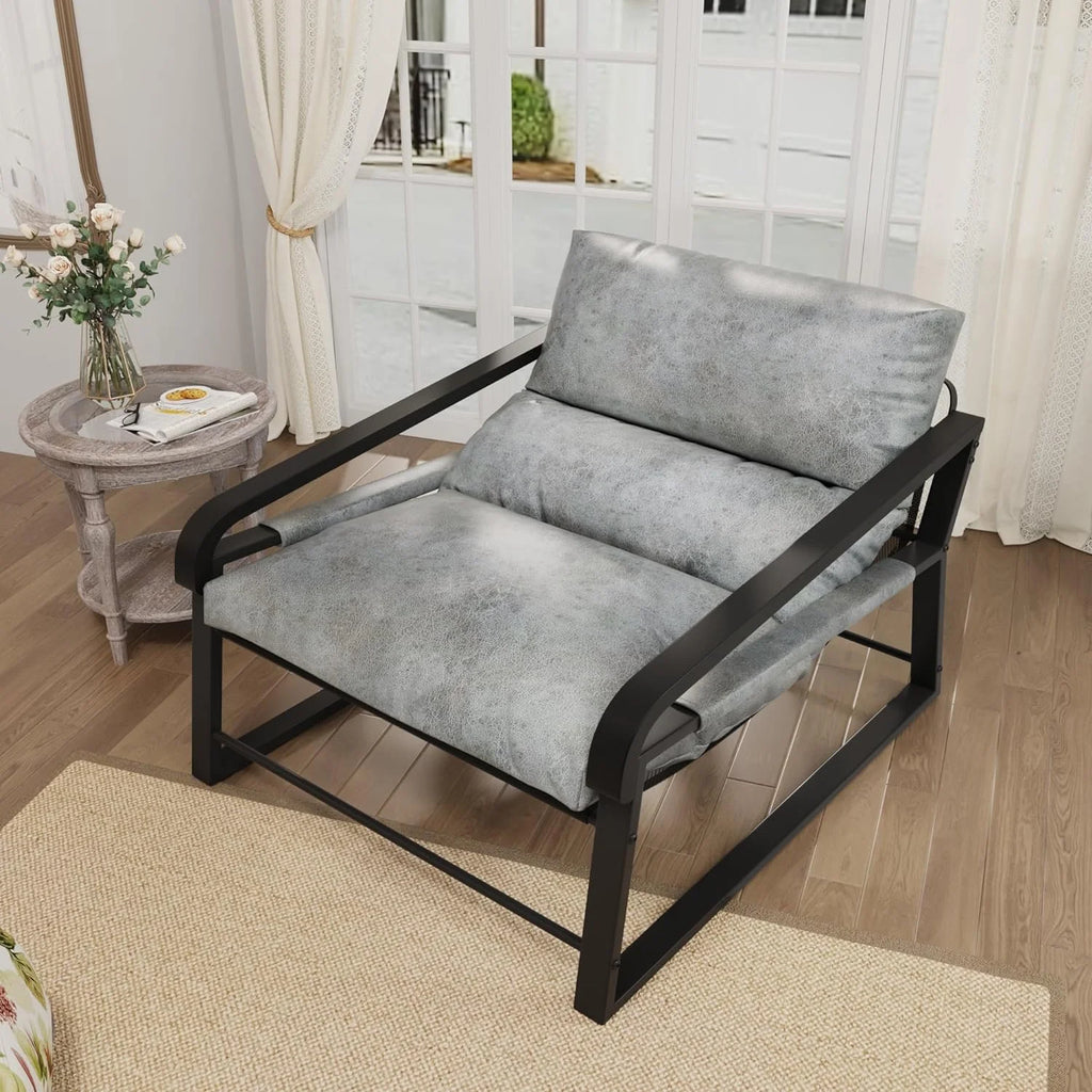 Gray Upholstered Accent Arm Chair with Metal Frame P2259