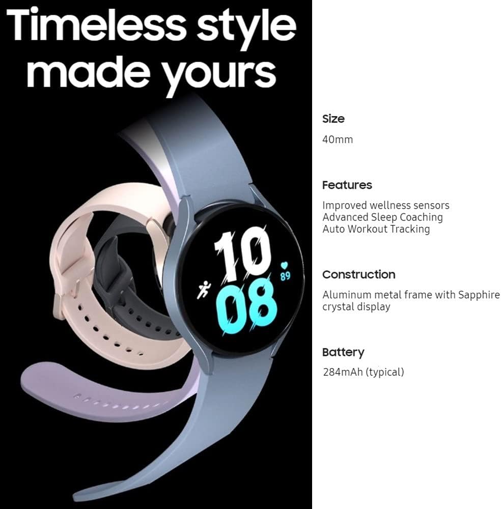 Galaxy Watch 5 (40mm, WIFI + 4G LTE) 1.2" Super AMOLED Smartwatch GPS Bluetooth Unlocked Graphite K325
