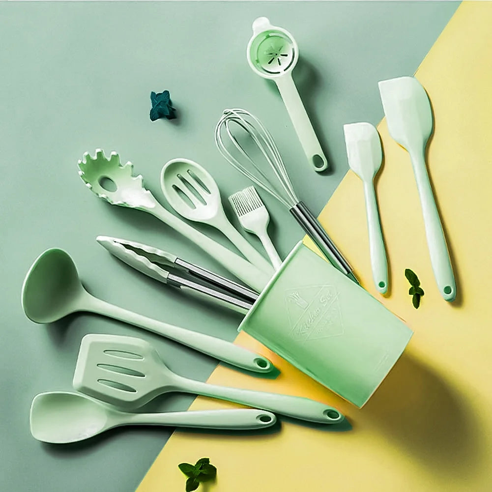 12 Pieces Silicone Kitchen Utensils Set with Holder L30462