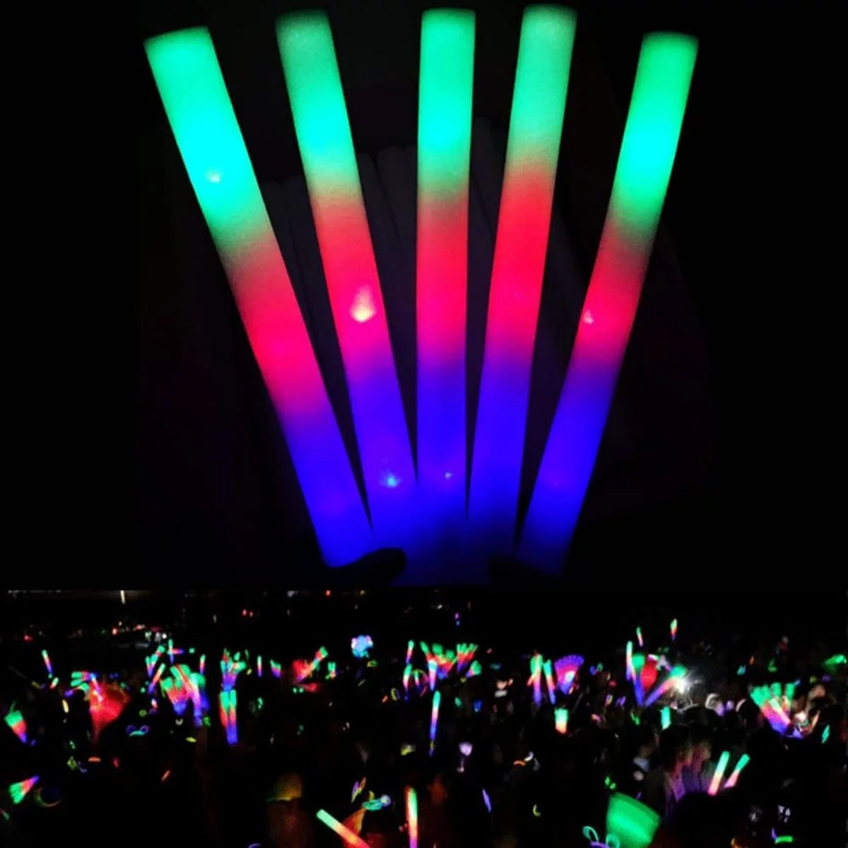 100 PCS LED Light up Foam Sticks 18 inch Glow Stick U24760