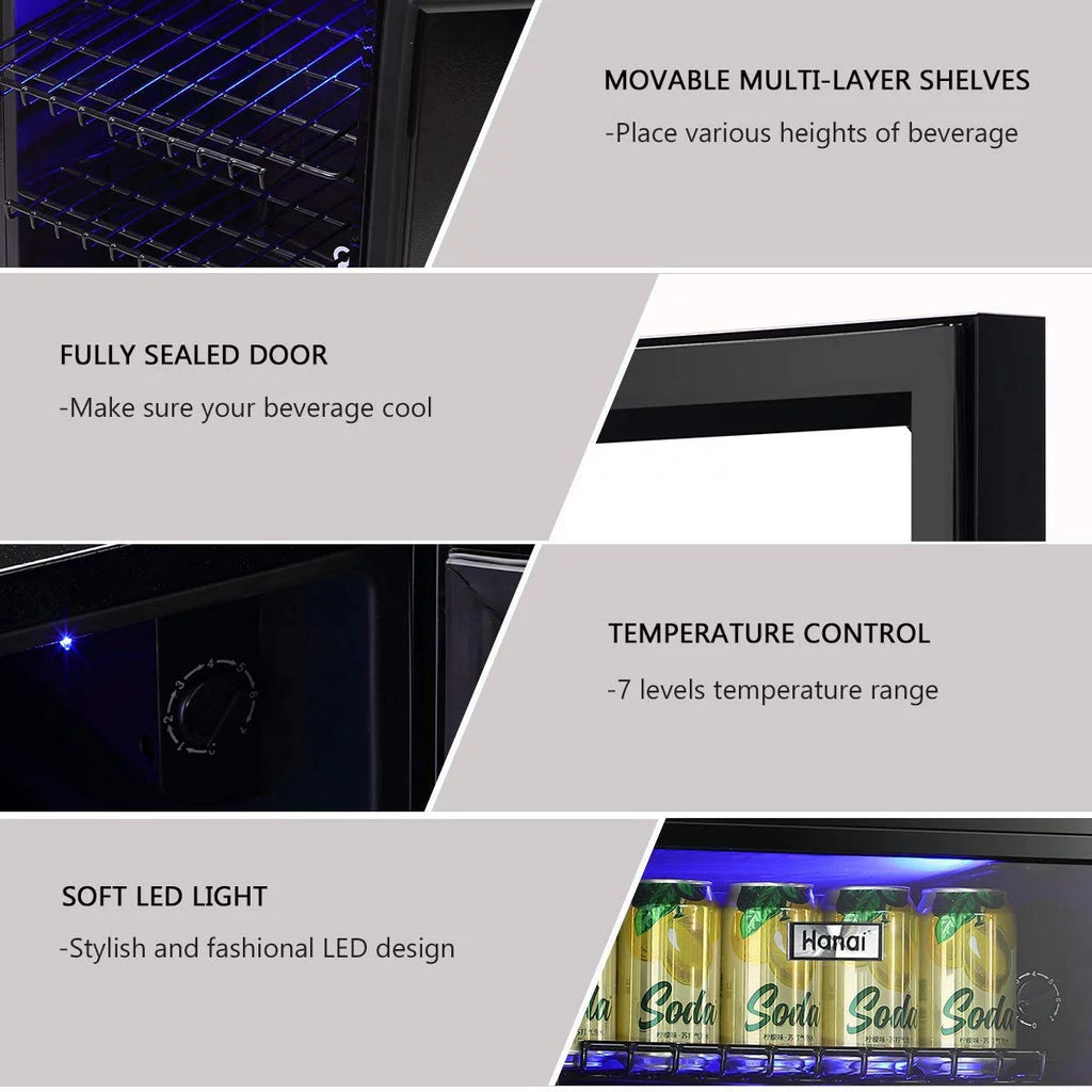 100 Can Capacity Compact Beverage Refrigerator with Glass Door G4284