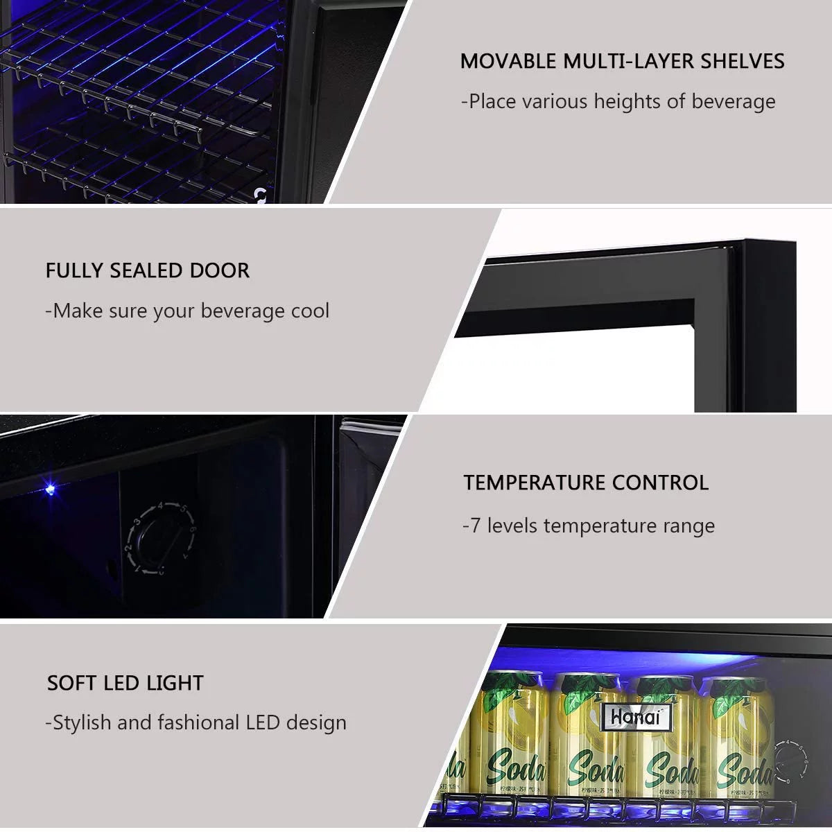 100 Can Capacity Compact Beverage Refrigerator with Glass Door G4284