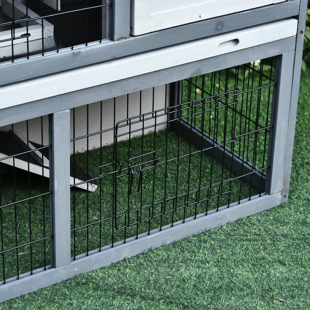 2-Tier Wooden Rabbit Hutch with Cage G568