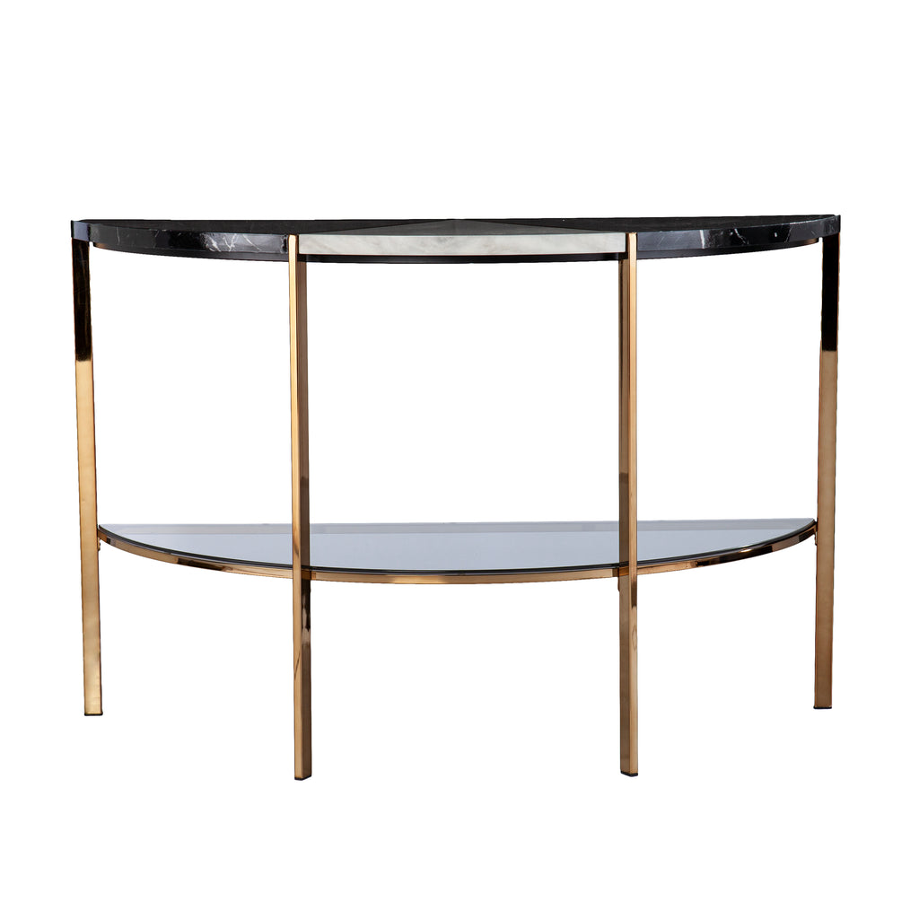Half Moon Faux Marble Console Table K41532